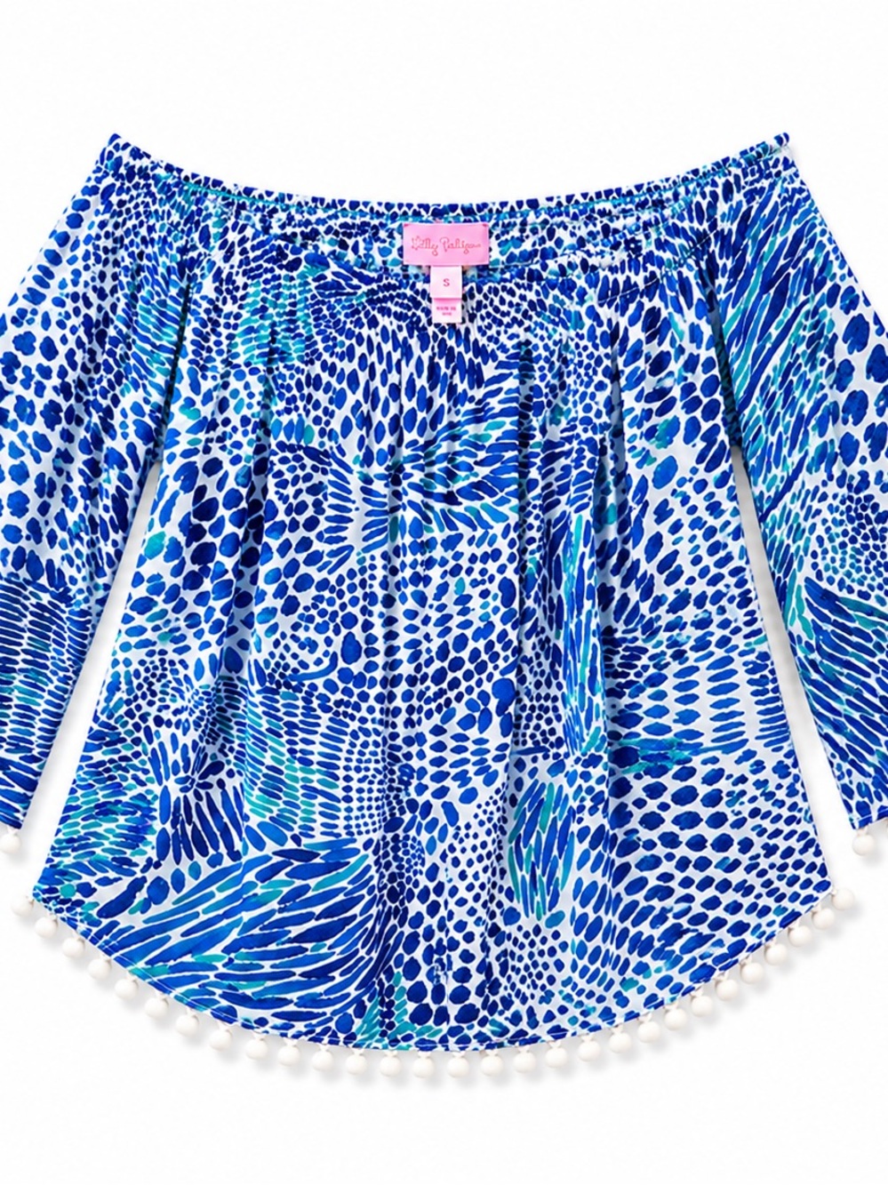 Lilly Pulitzer Blue & Teal Off-Shoulder Printed Tunic